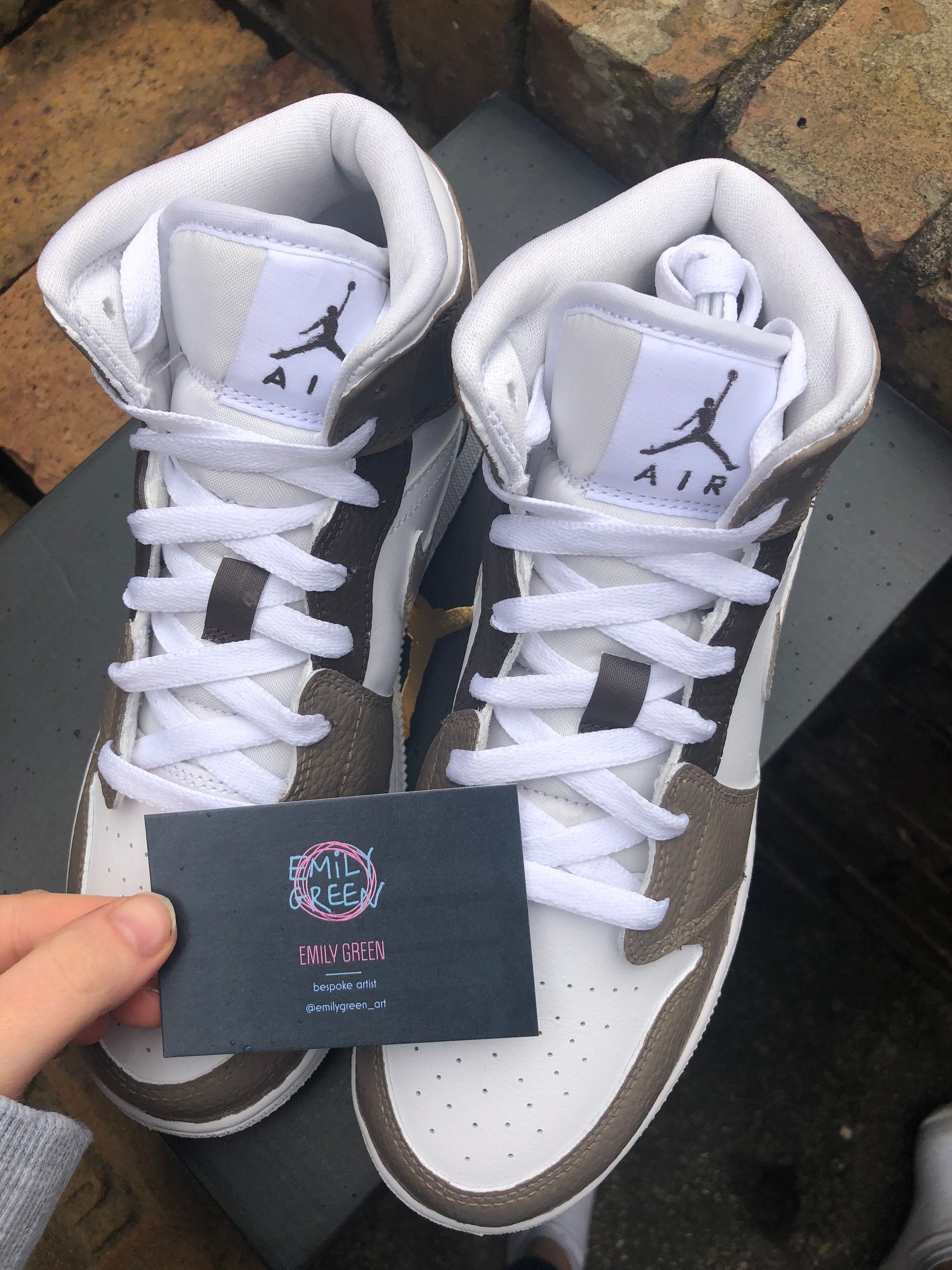 Custom coffee and Cream Brown Jordan 1 