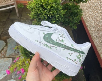 Custom Sage/khaki Green Cherry Blossom Air Force 1 