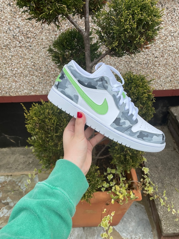 grey and lime jordans