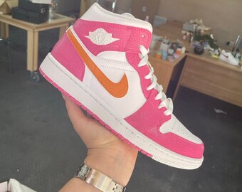 Custom Pink and Orange Jordan 1 Mids
