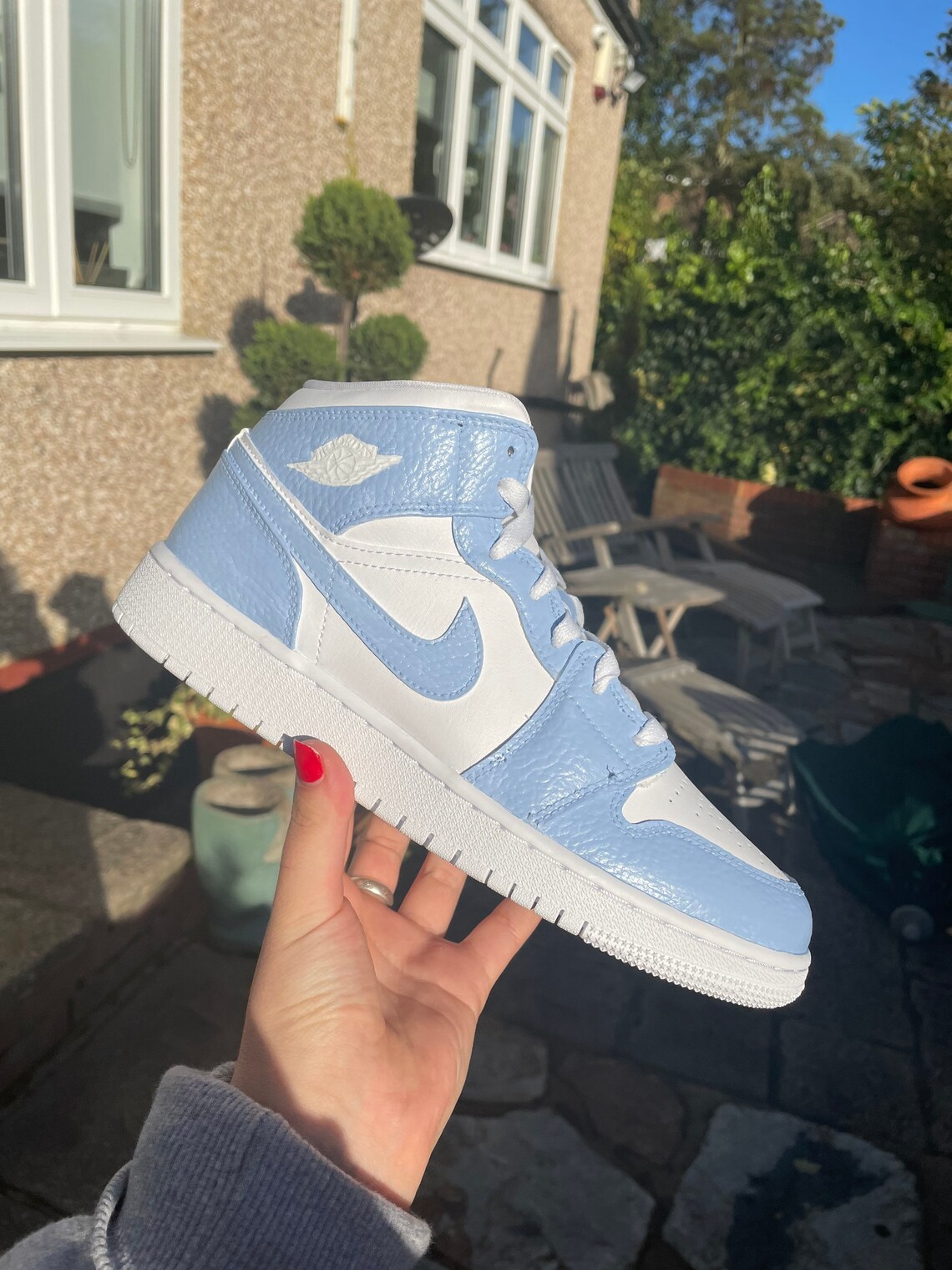 Custom Baby Blue Air Jordan 1 Mid Etsy UK