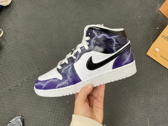 Custom Lightning Nike Jordan 1s- Purple with Colour Changing Paint