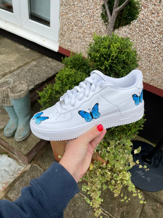 Custom Nike Air Force 1 Blue ButterFLY - Custom Nike Air Force 1