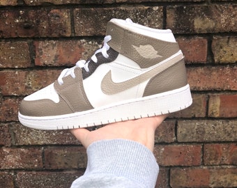 Custom coffee and Cream Brown Jordan 1 