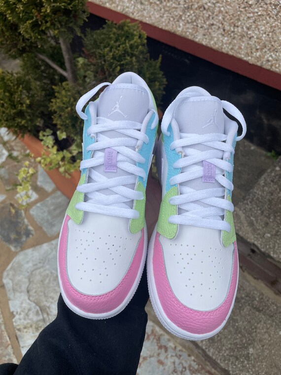 Custom Multi Coloured Pastel Jordan 1 Low Etsy