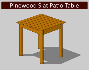Pinewood Slat Patio Table DIY Plan