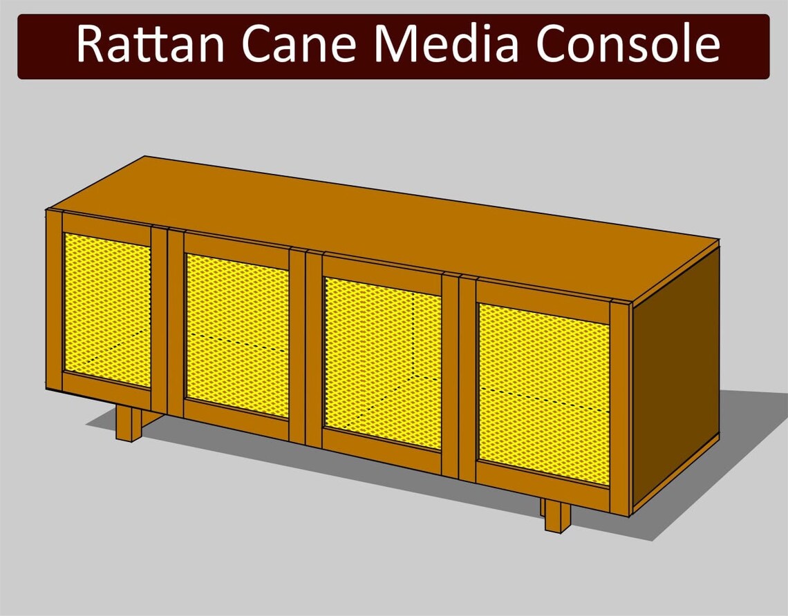 Mid Century Modern Rattan Cane Media Console / Buffet DIY Etsy