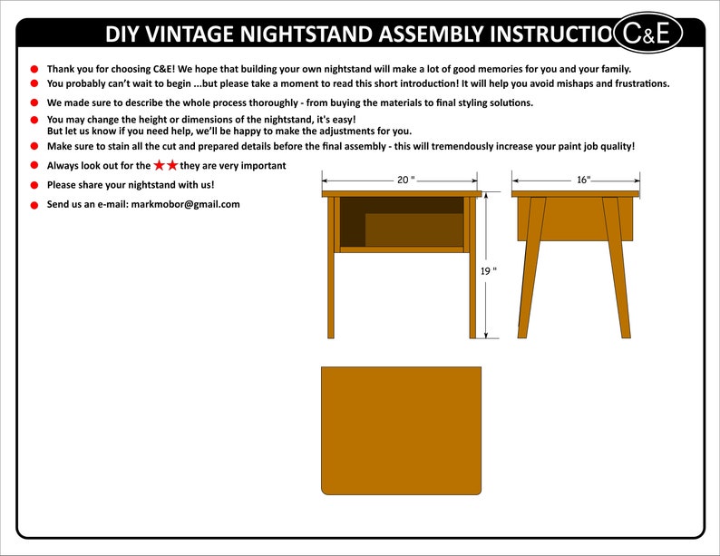 Vintage Mid Century Nightstand DIY Plan Etsy