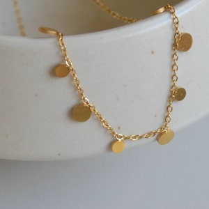 Gold Coin Necklace, Tiny Dots Necklace, Layering Necklace, Mini Circle Necklace, Dainty Coin Necklace, Gold Mini Disc Necklace, Gift For Her