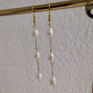 Handmade Pearl Dangle Earrings, Drop Earrings, Baroque Pearl Earrings, Handmade jewelry Gift, Wedding Earrings, Elegant Earrings