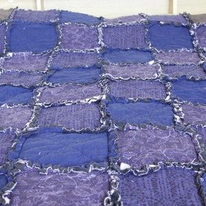 Flannel Rag Quilt, Blue and Gray Quilt, Winter Blanket, Patchwork Quilt for Men, Couple Blanket, Christmas gifts for him, throw blanket