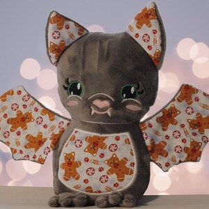 Big Bat Plush, Kawaii Plush, Cute Bat Stuffed Animal, Christmas Bat, Stocking Stuffers for kids, Bat lovers gift, Embroidered Plush for her