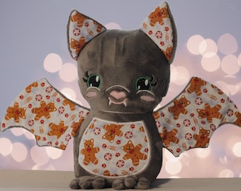 Big Bat Plush, Kawaii Plush, Cute Bat Stuffed Animal, Christmas Bat, Stocking Stuffers for kids, Bat lovers gift, Embroidered Plush for her