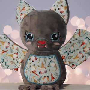 Big Bat Plush, Kawaii Plush, Cute Bat Stuffed Animal, Christmas Bat, Stocking Stuffer for kids, bat lovers gift, Embroidered plush, gnomes