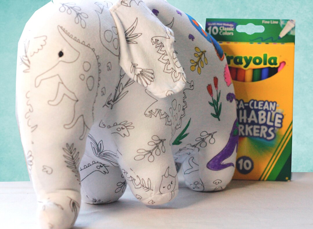 Elephant Plush Washable Marker Bundle, Coloring Stuffed Animal, Color ...