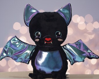 Big Bat Plush, Kawaii plush, Cute Bat Stuffed Animal, Stocking Stuffers for kids, bat lovers gift, Halloween Plushie, Embroidered Plush