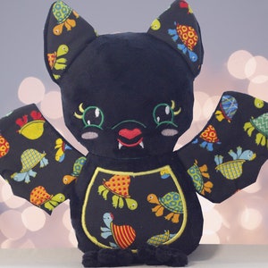 Big Bat Plush, Embroidered Plush, Stocking stuffers for kids, Birthday gift for baby, Kawaii plush, bat stuffed animal, stuffed turtle