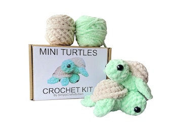 Mini Turtles Crochet Kit, Amigurumi Craft Kit, Make Your Own Plushie, DIY Keychain, Easy to Follow Crochet Pattern Tutorial, Crocheter Gifts