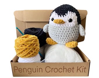 Penguin Crochet Kit, Intermediate Amigurumi DIY Kit for Adults, Complete Yarn & Pattern Set, Handmade Gift Idea for Crafters, DIY Craft Kit