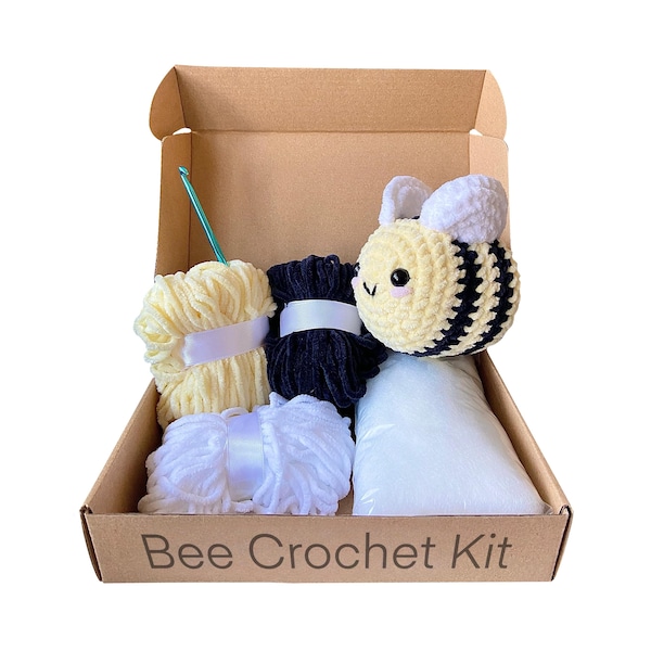 Kit de ganchillo de abeja, kit de amigurumi fácil para adultos, incluye hilo, ganchillo y patrón, regalo hecho a mano para artesanos, kit de manualidades de abeja, regalos de abeja