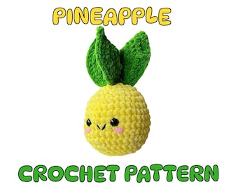 Schema all'uncinetto per ananas, download digitale in formato PDF di Amigurumi, schemi PDF facili da seguire, ananas giocattolo fatto a mano, idee e progetti artigianali