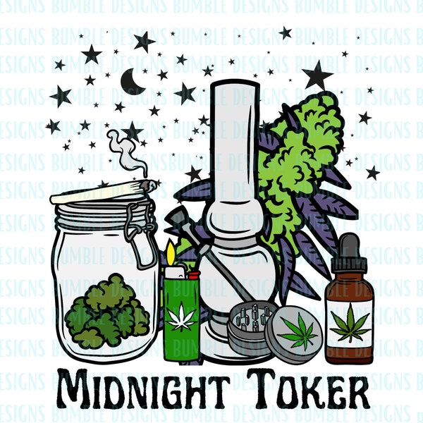Midnight Toker | Stoner Cannabis Weed | Sublimation Design | PNG | Digital Download
