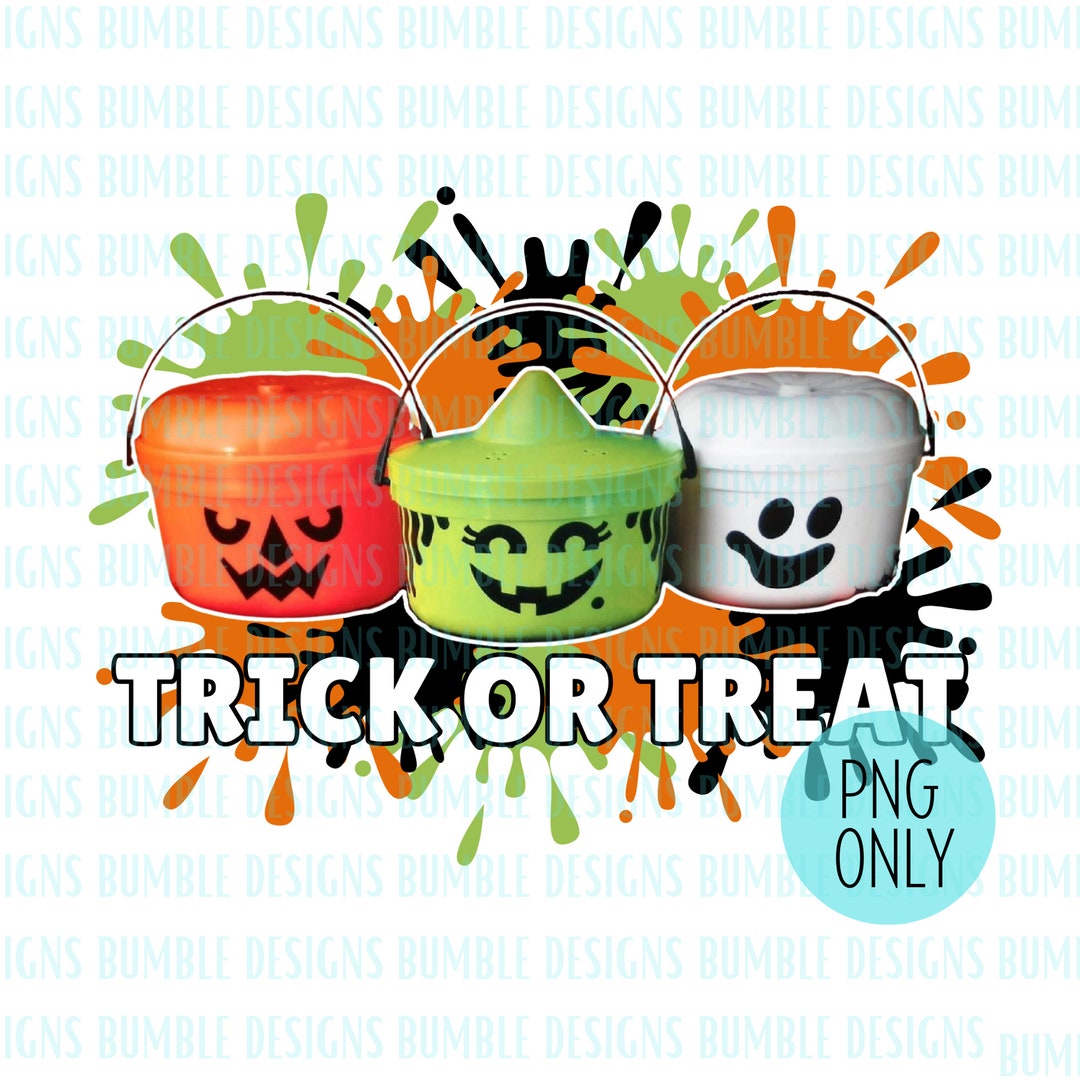 Vintage Halloween Buckets Trick or Treat Halloween Sublimation Design ...