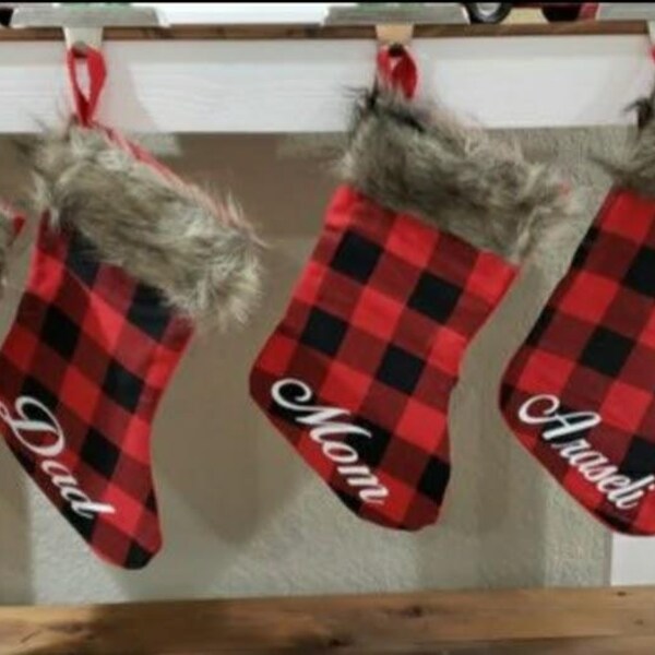 Christmas buffalo plaid stockings, personalized