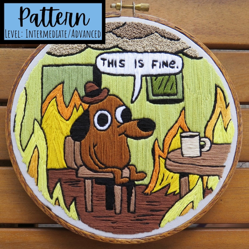 Embroidery Pattern. This is Fine Meme. Modern Embroidery. Etsy