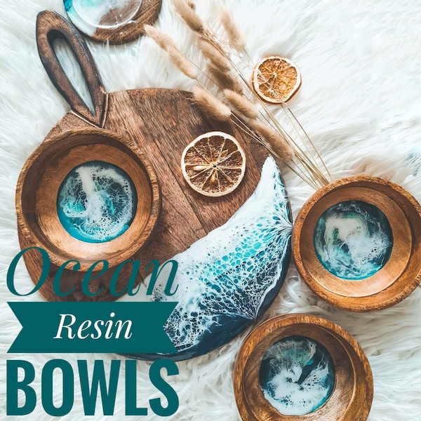 Ocean Bowls, Housewarming Gifts, Coastal Bowls, Engagement Gift Couple, Beach Bowls, Mango Wood Bowl, Wedding Gift Bowl, Snack Bowls