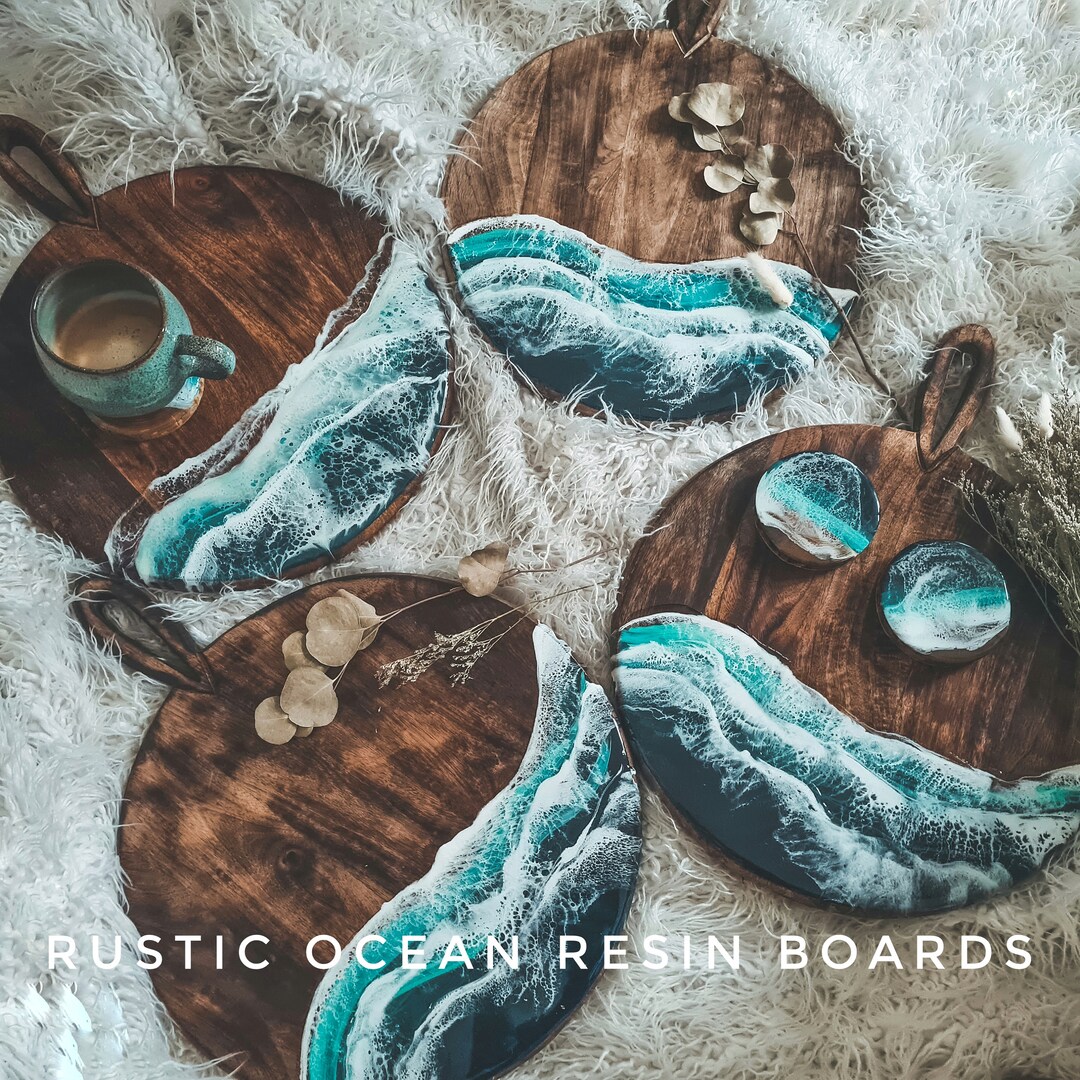 Personalised Chopping Board, Ocean Cutting Board Wedding, Resin Board ...