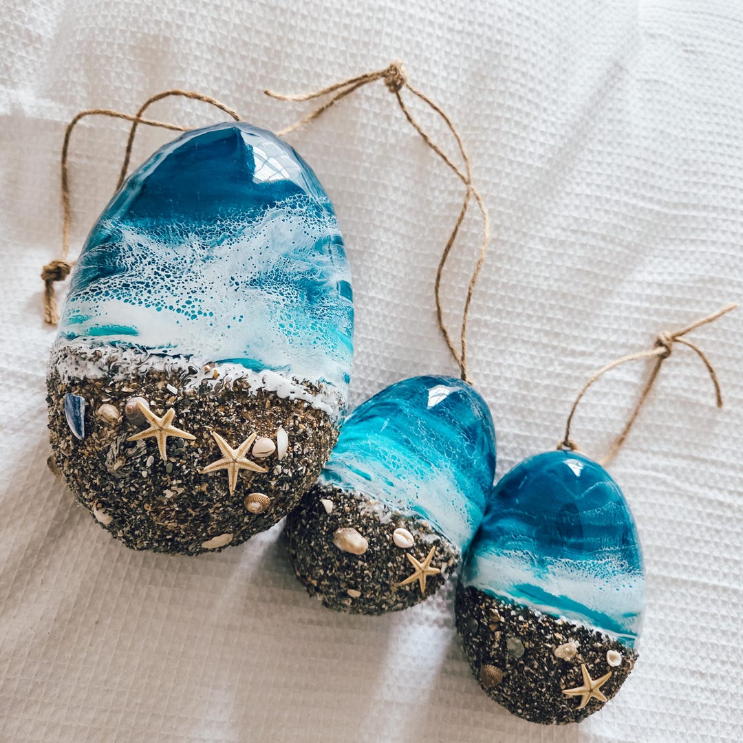 Handmade Coastal Easter Egg | Ocean Resin Art With Shells | Seaside ...