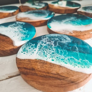 Stunning Ocean Coasters, Ocean Gifts, Unique Coasters, Resin Ocean Coasters, Beach Resin Coasters, Ocean Coasters, Sea Coasters, Coaster Set