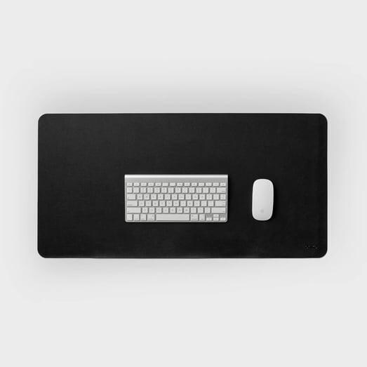 Pastell Vegan Leder Schreibtischunterlage, Schwarz, Nachhaltig, Weich und Gemütlich für Ihr Home Office, Femininer Stil und Komfort