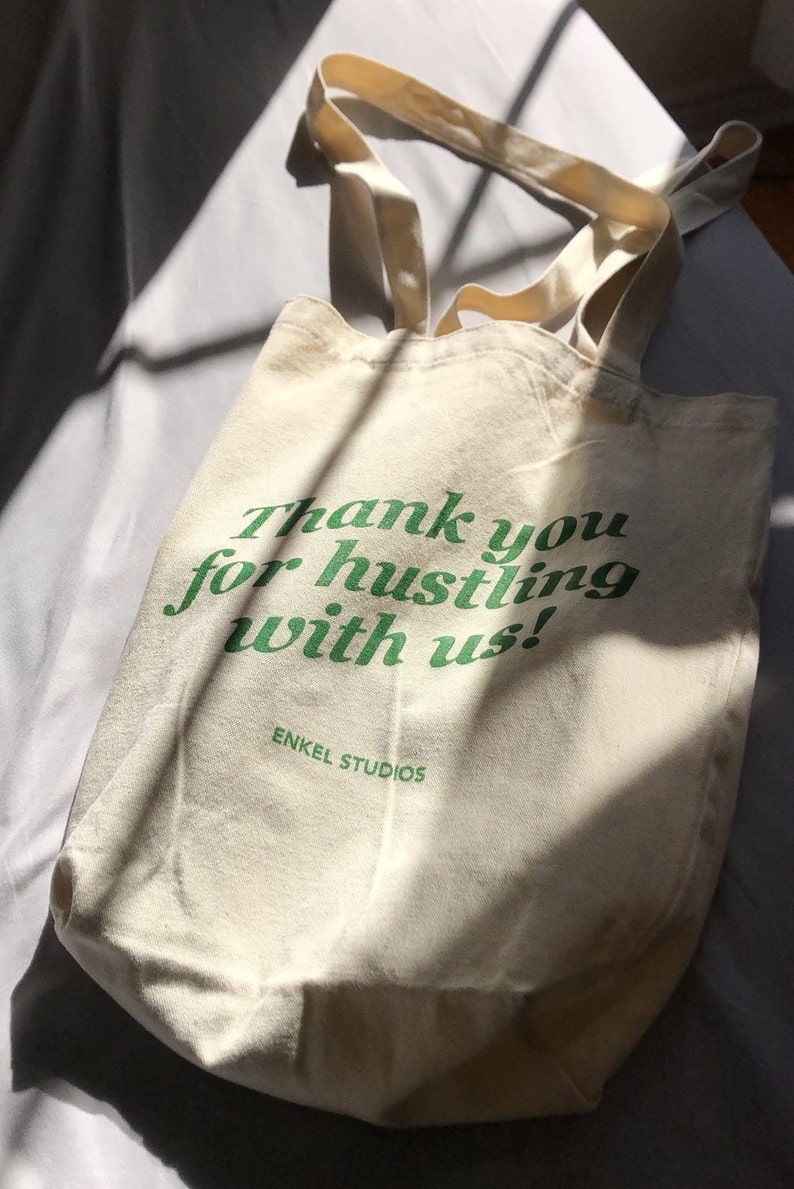 Thank you for hustling with us Canvas Tote Bag | Aesthetic Green