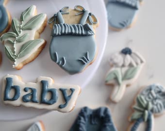Baby In Bloom Custom Sugar Cookies - Baby Shower Cookies