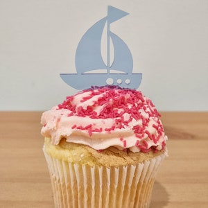 Arquivo laser para topo de cupcake de barco a vela, arquivo SVG, arquivo DXF, arquivo de máquina a laser, arquivo pronto para cortar, topper de bolo de barco, topper de cupcake, digital