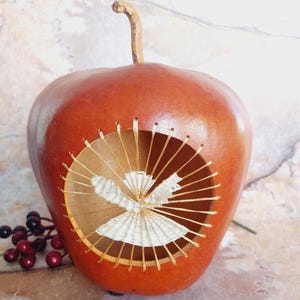 Painted Gourd Art Apple | String Art Angel, Rustic Farmhouse Decor