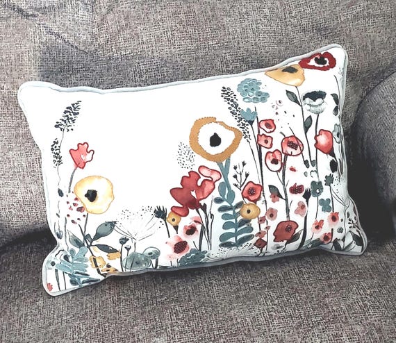 Floral Pillow with Embroidered Accents: Vintage Oblong Accent Pillow