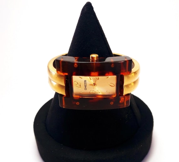 Tortoise Shell Bangle Bracelet Watch; Japanese Mo… - image 3