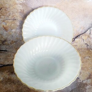 Vintage Fire King Swirl Milk Glass Bowls: Anchor Hocking Golden Shell Set