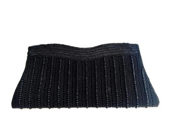 Black Clutch Bag Vintage: Beaded Evening Bag