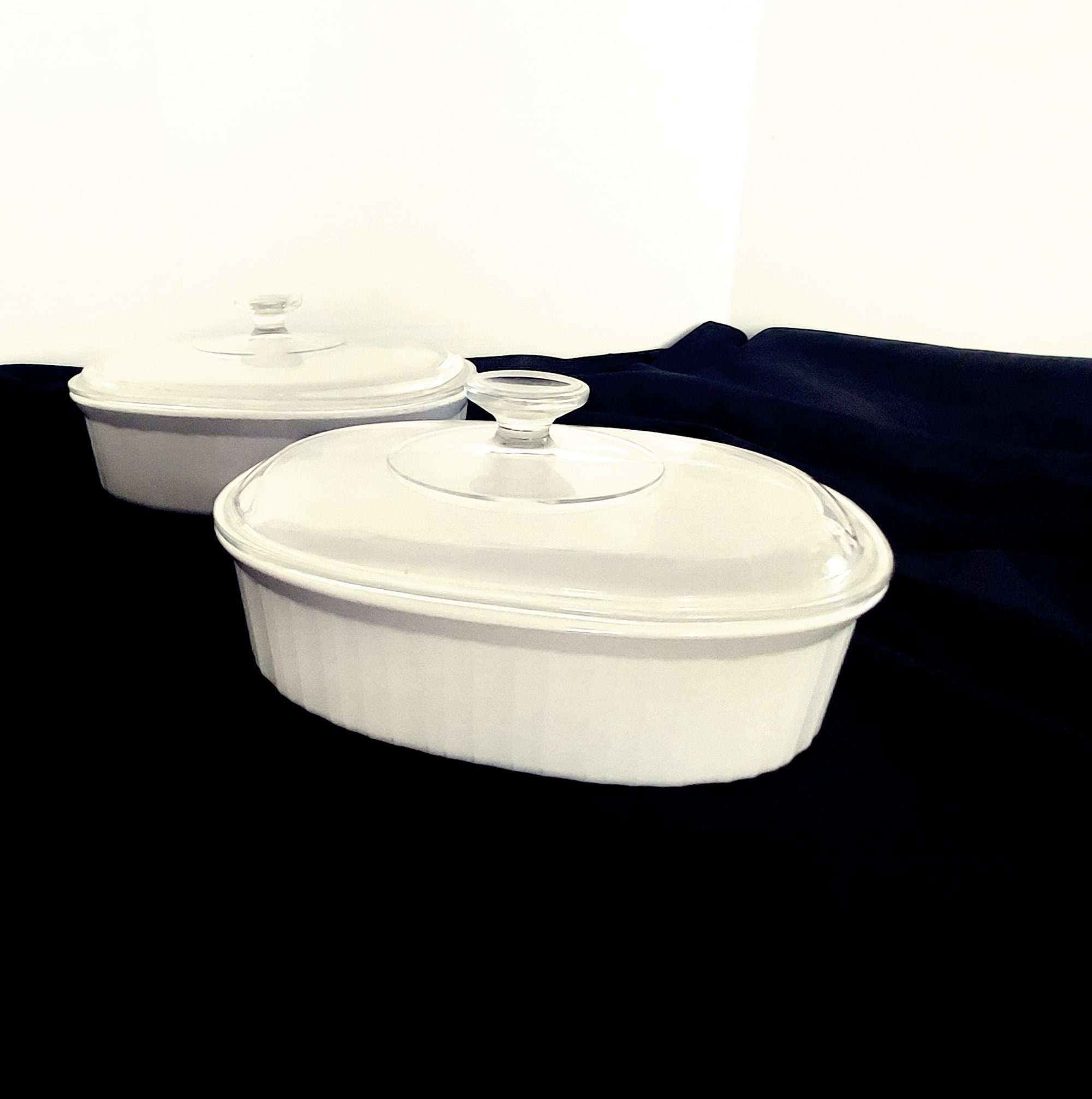 Vintage Ribbed Corningware Casseroles French White Etsy