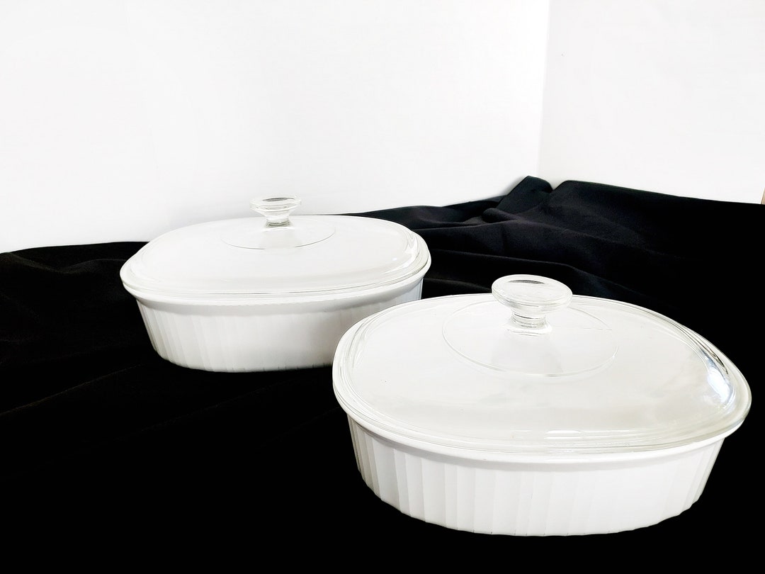 Vintage Ribbed Corningware Casseroles French White Etsy