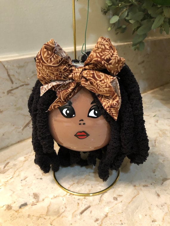 Black Woman Ornament W/braids Afro Puffs or Locs New Faces - Etsy
