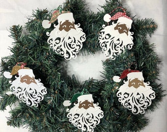 10 African American or Caucasian Santa Gift Tags | White Santas | Kente Gift Tags | Black Owned Shop | Black Santa Matters | Handmade