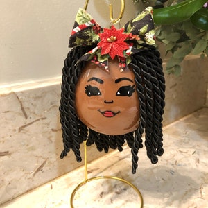 Black Girl Christmas Ornaments With Braids or Afro Puffs - Etsy