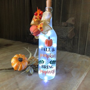 Bling Bottle | Pumpkin Lighted Wine Bottle | Black Owned Shop | Fall Lighted Bottle | I Love Fall | Pumpkin Decor | Fall Wine Bottle