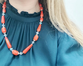 Vintage Czech Satin Glass Bead Necklace