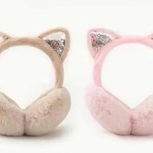 Sequin Cat Ear Earmuffs: Foldable, Winter Warm